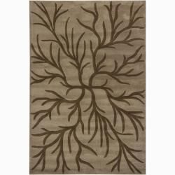 Hand tufted Mandara Light Brown/brown New Zealand Wool Rug (5 X 76)