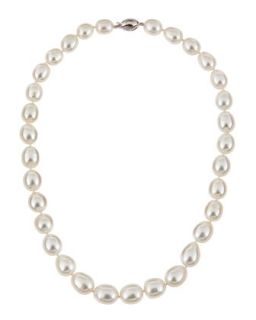 Semi Round South Sea Pearl Necklace, White
