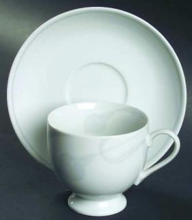 Mikasa Classic Flair Gray Footed Cup & Saucer Set, Fine China Dinnerware   White