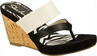 Womens Skechers Modiste Animalistic   Black Thong Sandals