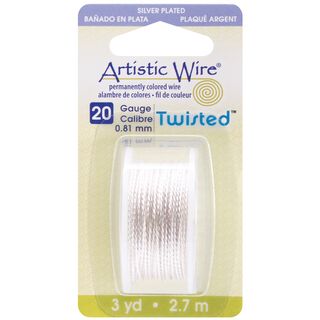 Artistic Wire Twisted Round 3 Yards/pkg 20 Gauge Silver (Silver. Imported. )
