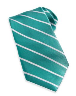 Thin Stripe Silk Tie, Green