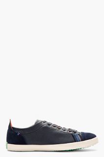 Paul Smith Jeans Navy Leather And Suede Sneakers