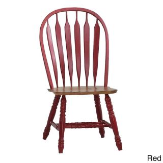 Rustic Oak Large Bow Back Side Chairs (set Of 2)