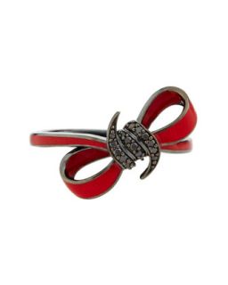 Red Bow & Black Sapphire Ring, Size 7