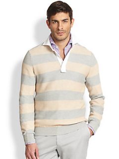 ISAIA Long Sleeve Rugby Shirt   Grey Beige