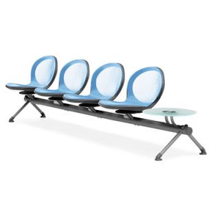 OFM Net Series Four Chair Beam Seating with Table NB 5G Color Sky Blue