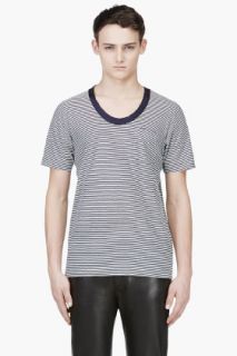 Sacai Navy Stripe Scoop Neck T_shirt