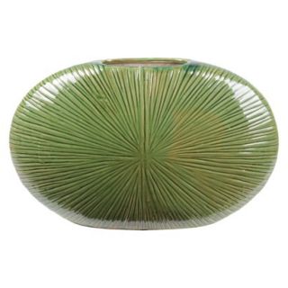 11 Flat Ceramic Vase   Green