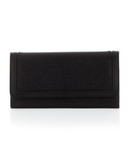 Foldover Saffiano Wallet, Black