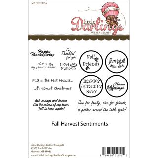 Little Darlings Unmounted Rubber Stamp fall Harvest Sentiments