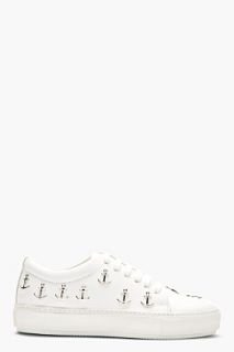 Acne Studios White Leather Adriana Anchor Stud Sneakers