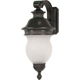Luxor Chestnut Bronze With Satin Frosted Glass 3 light Arm Down Wall Sconce