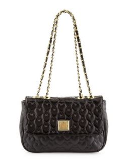 Be My Wonderful Pebbled/Patent Quilted Faux Leather Shoulder Bag,