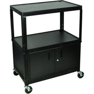 Luxor Extra Large Adjustable Height Steel Cart with Locking Cabinet   400 Lb.