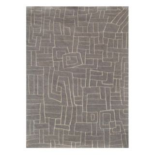 Hand knotted Grey/ Black Abstract Wool/ Silk Rug (56 X 86)