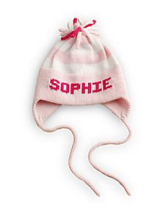 MJK Knits Personalized Infants & Little Girls Ear Flap Hat/Light Pink   Light