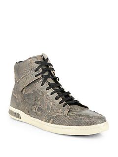 Converse by John Varvatos Embossed Leather High Top Sneakers   Brown   Converse