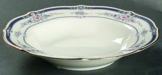 Noritake Auburndale Rim Soup Bowl, Fine China Dinnerware   Ivory Porcelain, Blue
