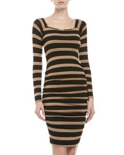 Gold Stripe Sheath Dress, Black/Gold