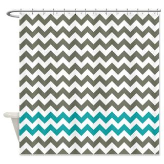  Gray and Turquoise Chevron Stripes Shower Curtain  Use code FREECART at Checkout