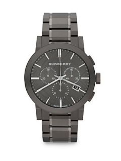 Burberry Brushed Stainless Steel Chronograph Watch   Titanium