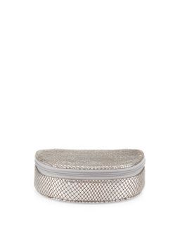 Martha Snakeskin Embossed Leather Jewelry Case, Silver