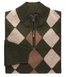 Lambswool Patterned Argyle Half Zip Sweater JoS. A. Bank