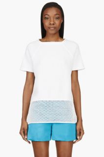 T By Alexander Wang White French Terry And Mesh T_shirt