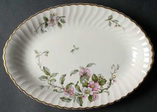 Syracuse Apple Blossom 14 Oval Serving Platter, Fine China Dinnerware   Pink&Wh