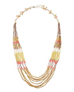8 Strand Dyed Coral & Crystal Necklace