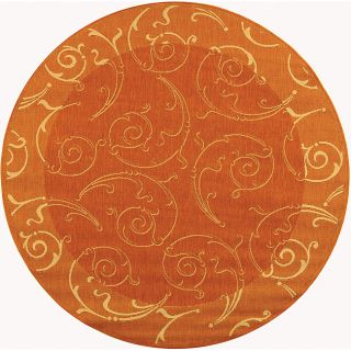 Indoor/ Outdoor Oasis Terracotta/ Natural Rug (67 Round) (RedPattern FloralMeasures 0.25 inch thickTip We recommend the use of a non skid pad to keep the rug in place on smooth surfaces.All rug sizes are approximate. Due to the difference of monitor col