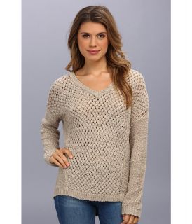 Calvin Klein L/S V Neck Sweater Womens Long Sleeve Pullover (Khaki)