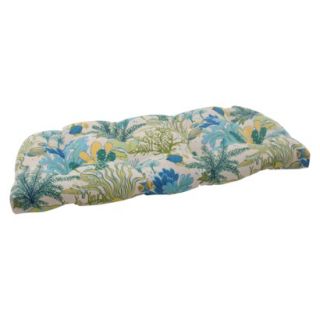 Outdoor Wicker Loveseat Cushion   Green/Blue Ocean Scene