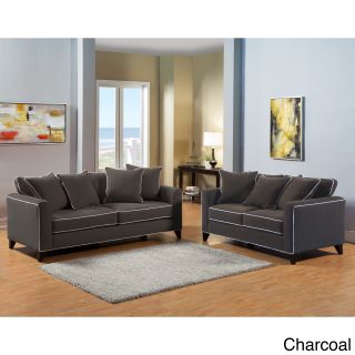 Furniture Of America Alton Contemporary Chenille Sofa and Loveseat Set (Hardwood/chenilleUpholstery color Navy, orange, charcoalLeg Finish EspressoSofa Dimensions 36 inches high x 89 inches wide x 39 inches deepLoveseat Dimensions 36 inches high x 68 