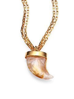 Kara by Kara Ross Horn Pendant Necklace   Pearl Gold