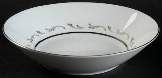 Noritake Caroline Coupe Soup Bowl, Fine China Dinnerware   Silver & White Scroll