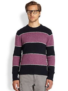 Gant by Michael Bastian Brushed Stripe Sweater   Navy Berry