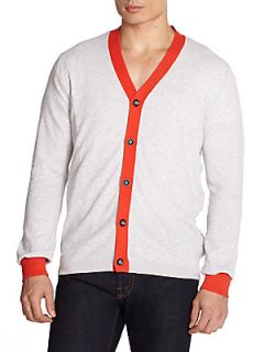 Charles Cotton & Cashmere Contrast Cardigan   Heather Grey