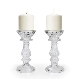 Luxe Crystal Leaf Design Candle Holders (set Of 2)