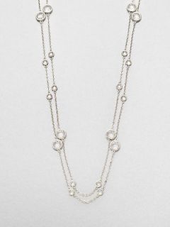 Adriana Orsini Long Double Row Station Necklace/Rhodium   Silver
