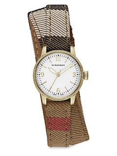 Burberry Utilitarian Goldtone Stainless Steel & House Check Double Wrap Watch  