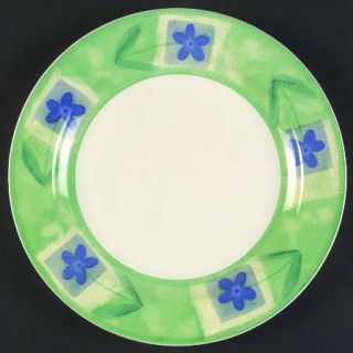 Pier 1 Periwinkle Dinner Plate, Fine China Dinnerware   Blue Flowers On Green,Sq