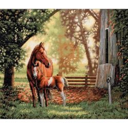 Gold Collection Mare   Foal Counted Cross Stitch Kit 14x12
