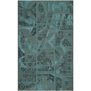 Safavieh Palazzo Black/ Turquoise Polypropylene/ Over dyed Chenille Rug (5 X 8)