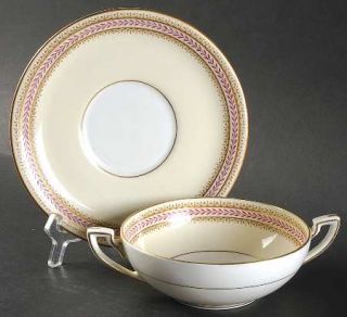 Royal Worcester Eleanor Flat Cream Soup Bowl & Saucer Set, Fine China Dinnerware