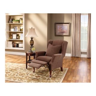 Sure Fit Stretch Pique Wing Chair Recliner Slipcover Cream   38684