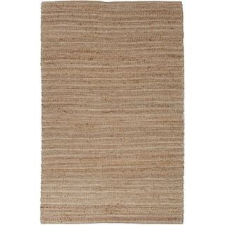 Natural style Solid Jute/ Cotton Beige/ Brown Rug (26 X 4)