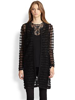 MILLY Sequined Lace Coat   Black