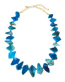 Graduated Kite Shaped Agate Necklace, Blue